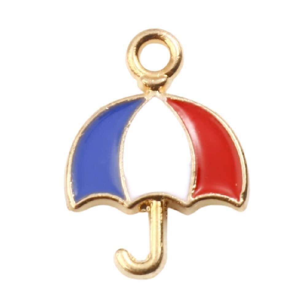 9194 10PC Gold-Plated Alloy Enamel Independence Day Umbrella Charms